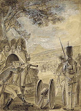 representacao de wellington observando as manobras do exercito inimigo